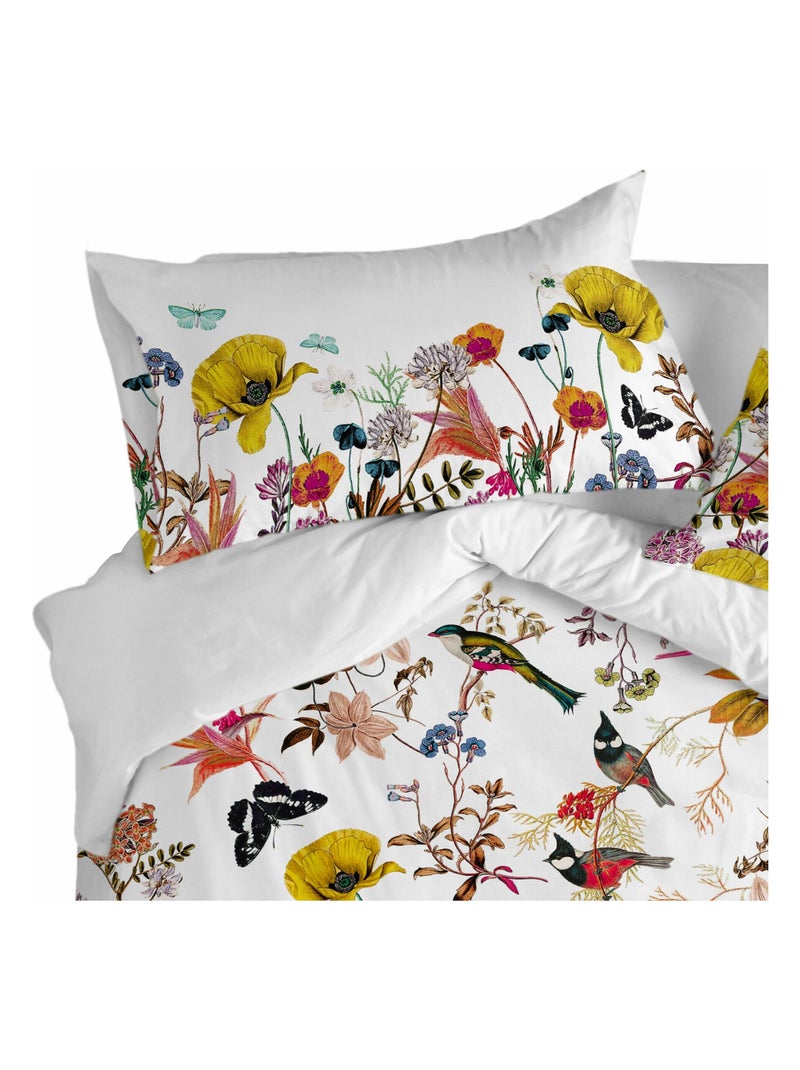 Federa per cuscino Birds of paradise "Happyfriday" Bianco Giallo - Kiabi