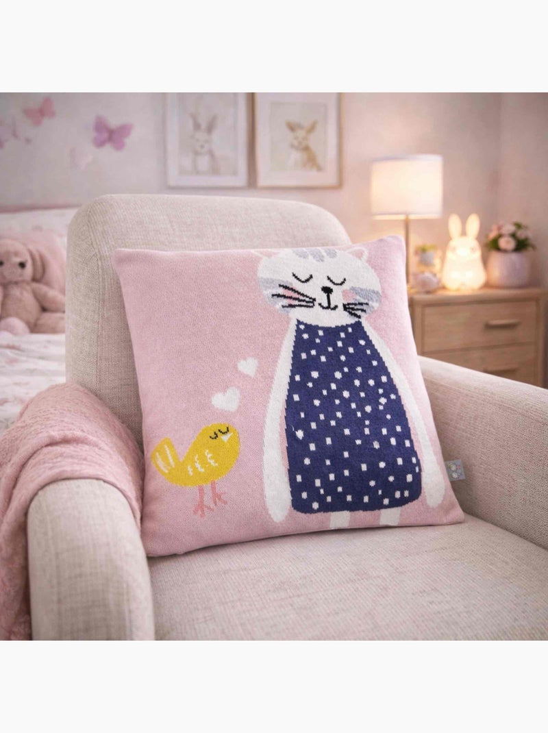 Federa per cuscino in cotone biologico lavorato a maglia | sevira kids | sevira kids Rosa - Kiabi