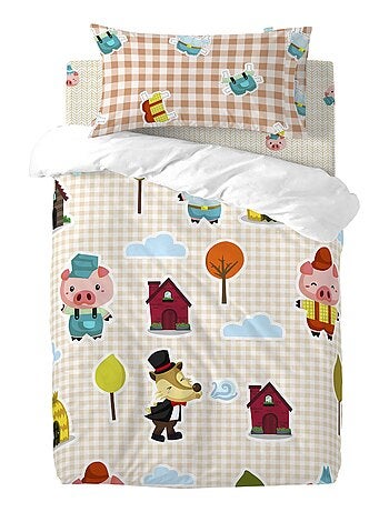 Federa per cuscino Piggys vichy "Happyfriday