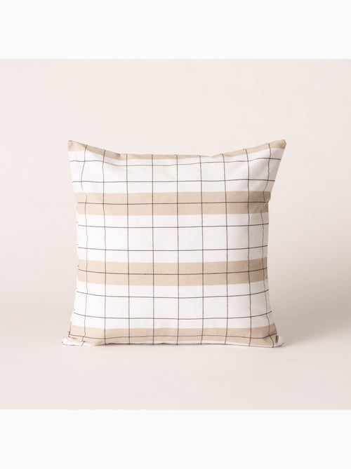 Federa per cuscino quadrata a righe con quadri in rilievo - Gamusi. - Kiabi