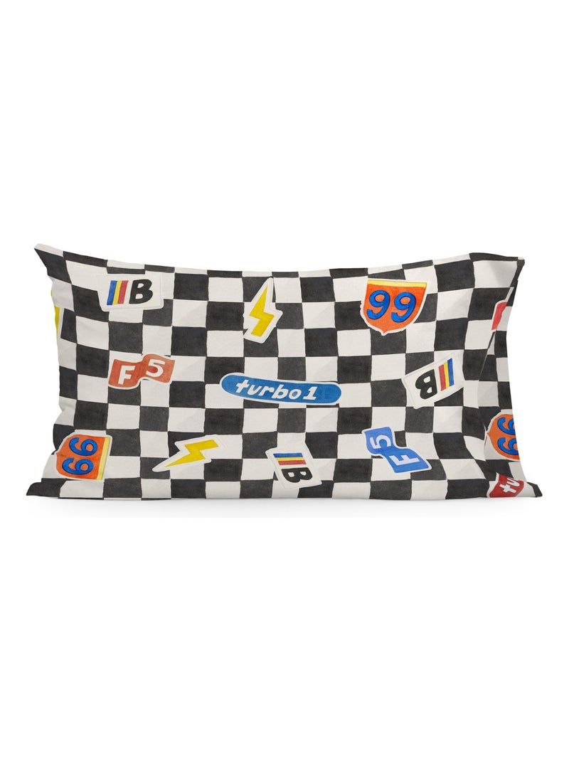 Federa per cuscino Racer "Happyfriday" Bianco - Kiabi
