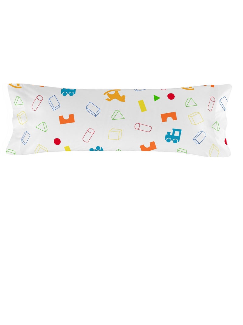 Federa per cuscino Wooden puppet "Happyfriday" Blu Giallo Bianco - Kiabi