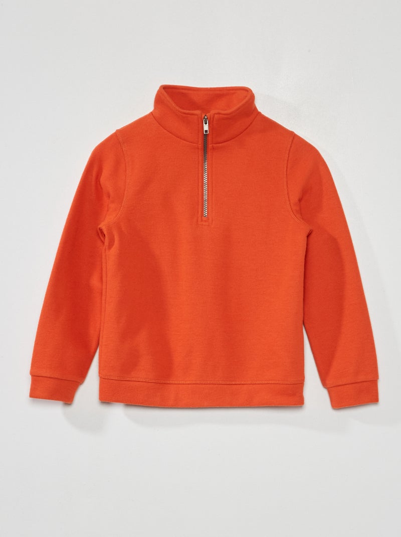 Felpa a collo alto con zip Arancione - Kiabi