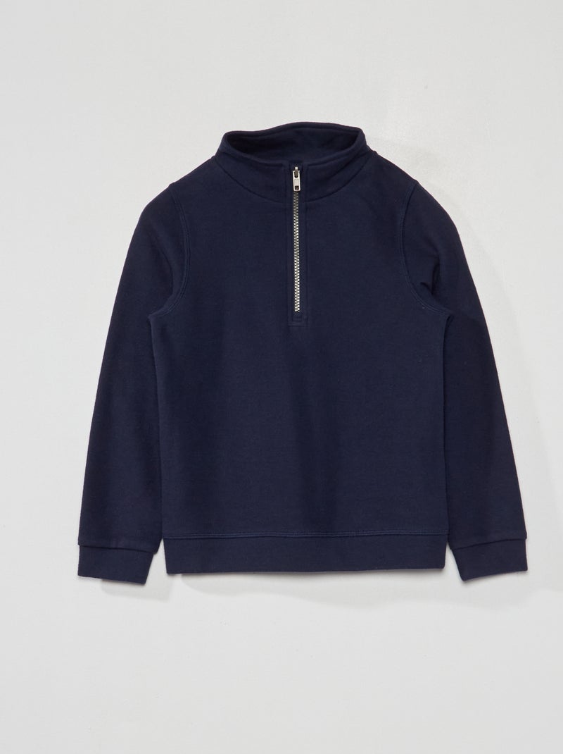 Felpa a collo alto con zip Blu scuro - Kiabi