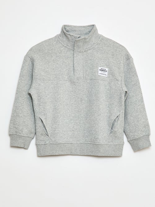 Felpa a collo alto con zip in tessuto felpato - Kiabi