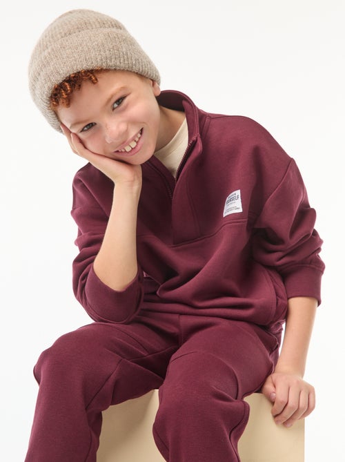 Felpa a collo alto con zip in tessuto felpato - Kiabi