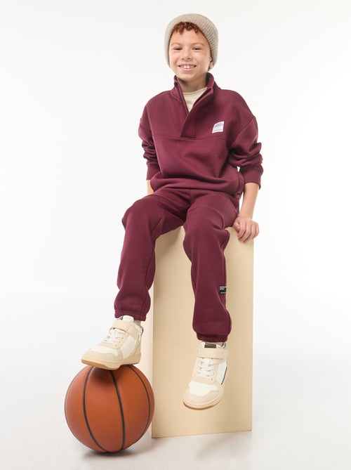 Felpa a collo alto con zip in tessuto felpato - Kiabi