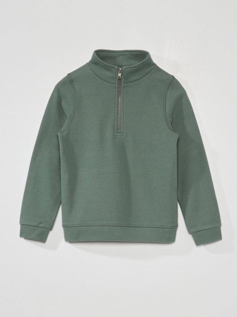 Felpa a collo alto con zip Verde - Kiabi