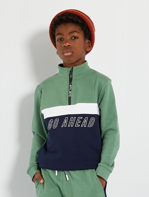 Felpa a collo alto con zip - VERDE - Kiabi - 10.00€