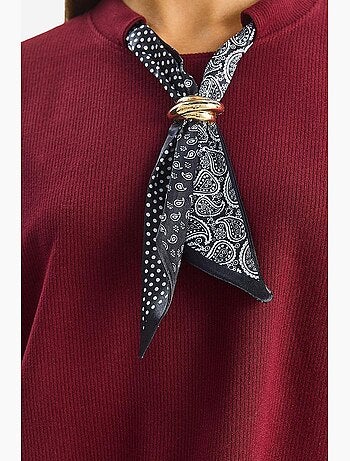 Felpa a girocollo a costine con dettaglio accessorio foulard lucci