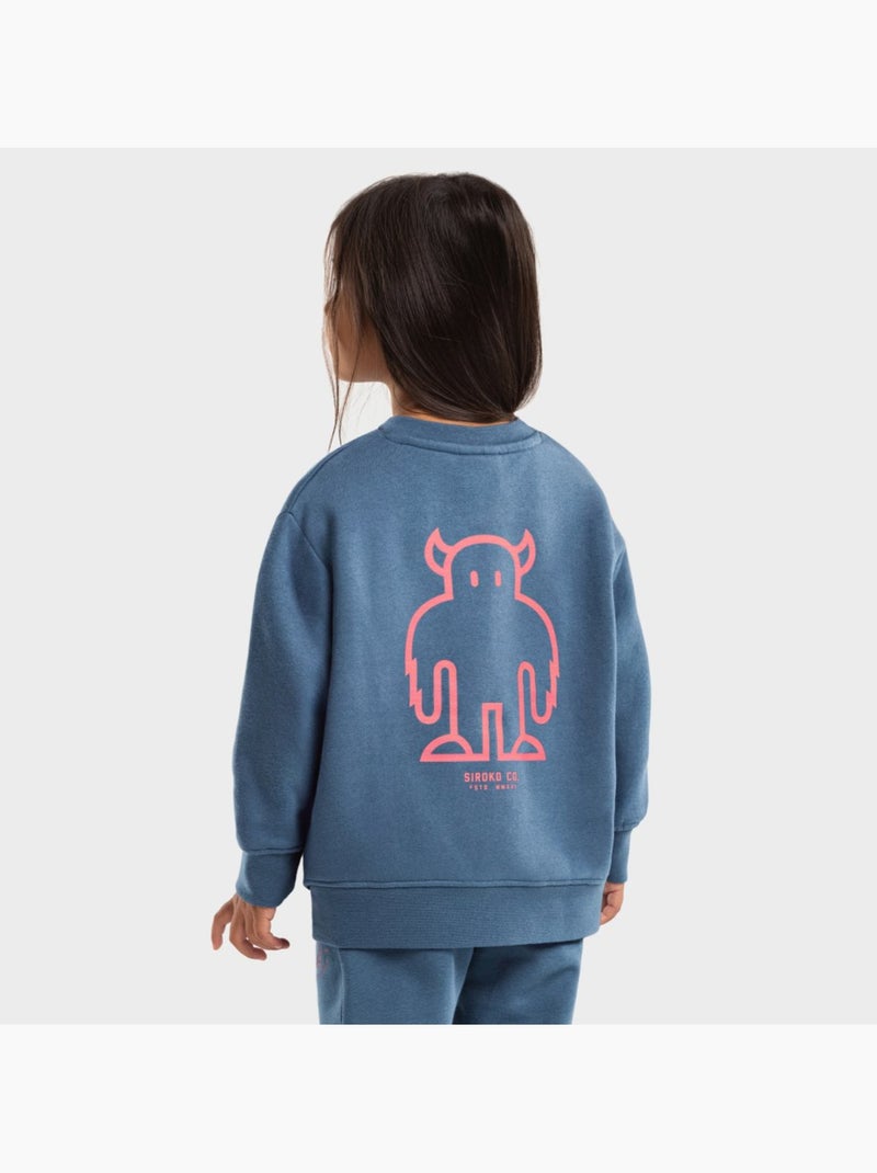 Felpa a girocollo per bambine lifestyle bambini e bambine glob-g Blu - Kiabi