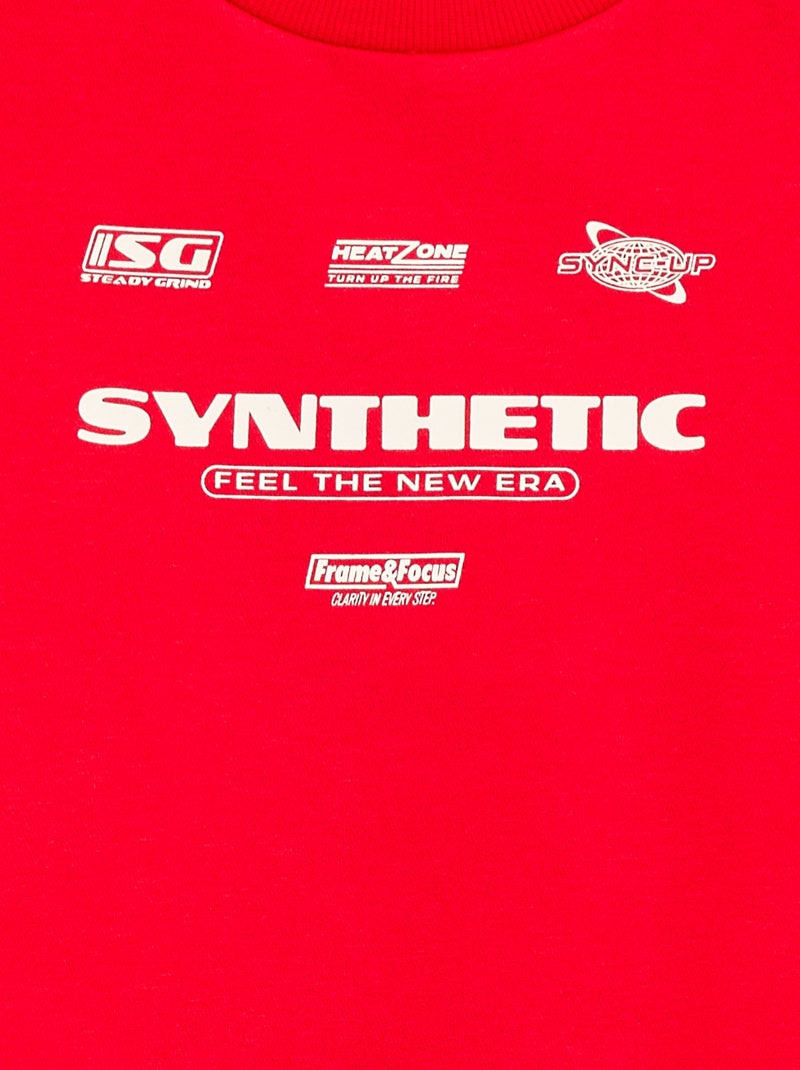 Felpa a girocollo stampata Rosso - Kiabi