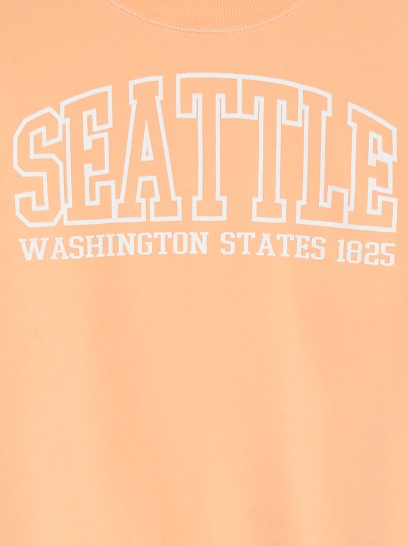 Felpa a maniche corte con decorazione ARANCIONE - Kiabi