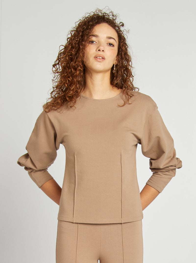Felpa a maniche lunghe BEIGE - Kiabi