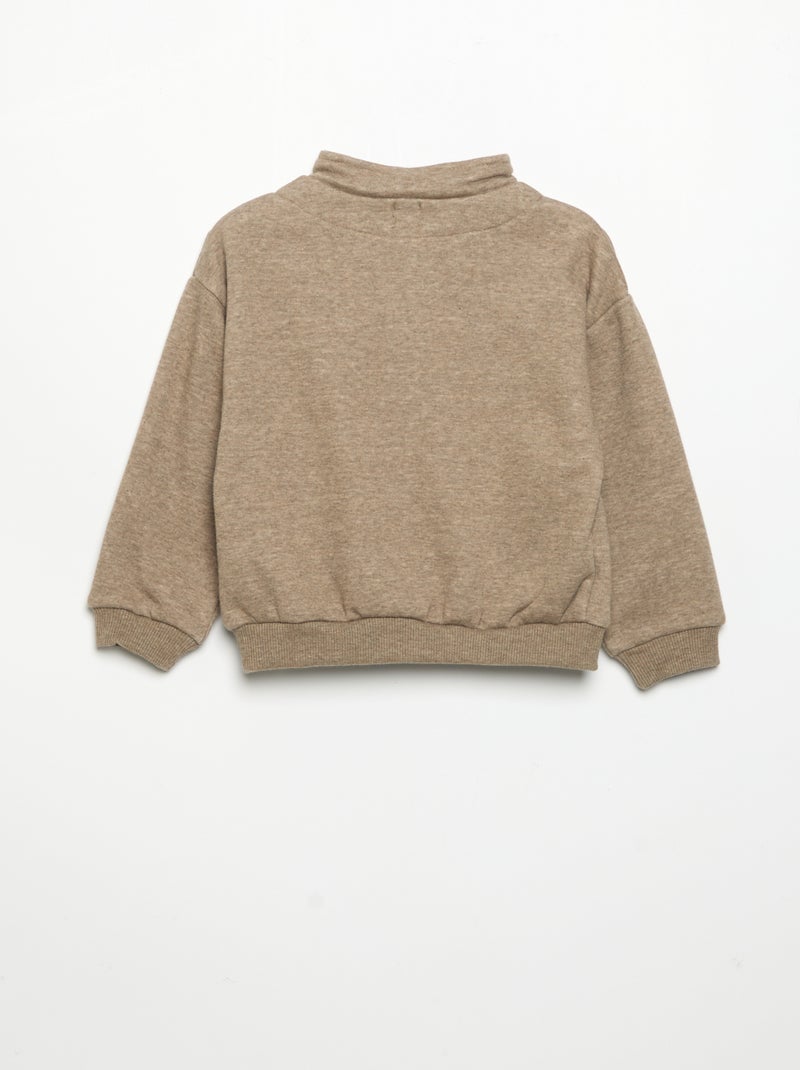 Felpa a maniche lunghe con collo a zip Marrone - Kiabi