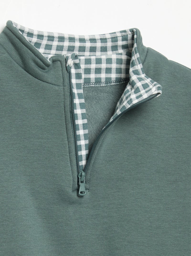 Felpa a maniche lunghe con collo a zip Verde - Kiabi