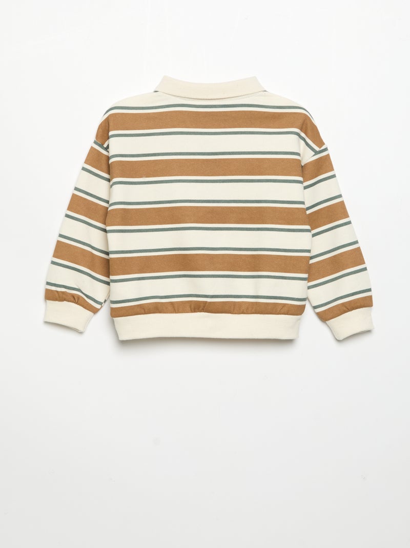 Felpa a maniche lunghe con collo polo Bianco - Kiabi