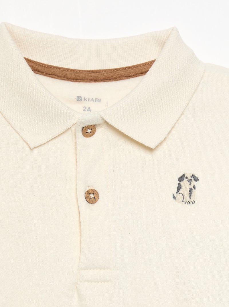 Felpa a maniche lunghe con collo polo Bianco - Kiabi