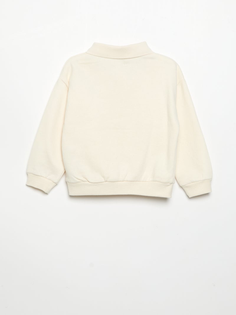 Felpa a maniche lunghe con collo polo Bianco - Kiabi