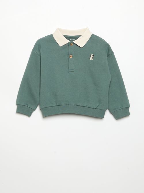 Felpa a maniche lunghe con collo polo - Kiabi
