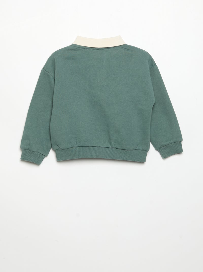 Felpa a maniche lunghe con collo polo Verde - Kiabi