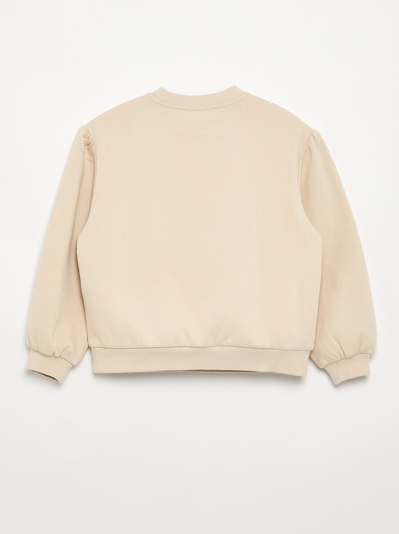 Felpa a maniche lunghe con fiocco Beige - Kiabi