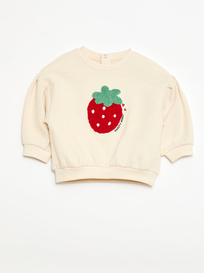 Felpa a maniche lunghe con patch in maglia bouclé Bianco - Kiabi