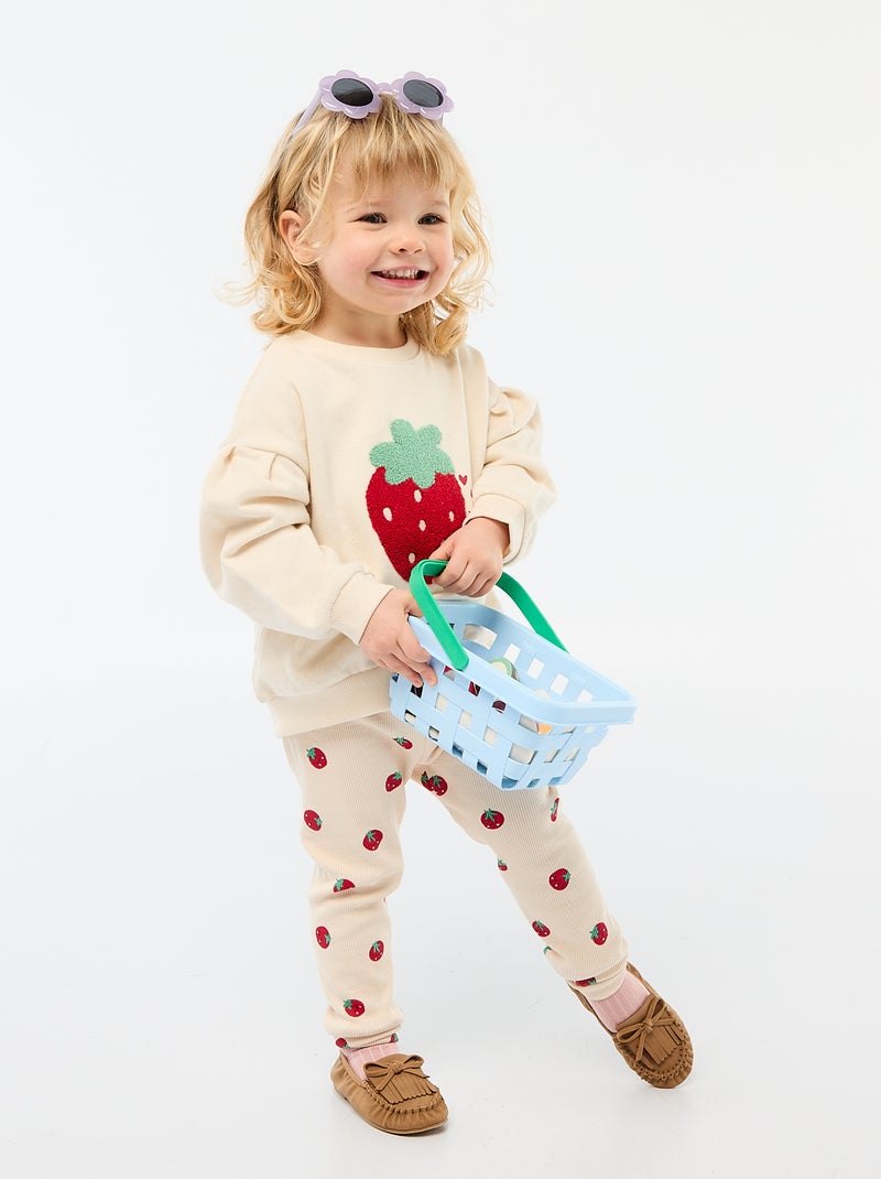 Felpa a maniche lunghe con patch in maglia bouclé Bianco - Kiabi