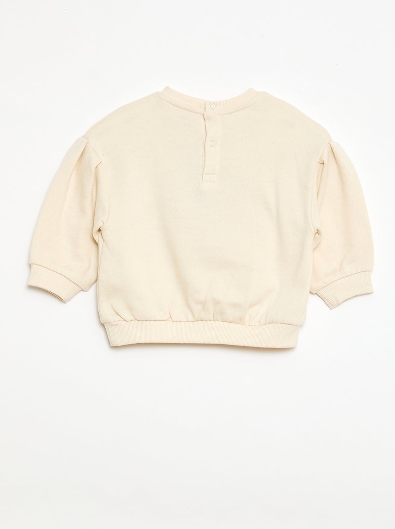 Felpa a maniche lunghe con patch in maglia bouclé Bianco - Kiabi