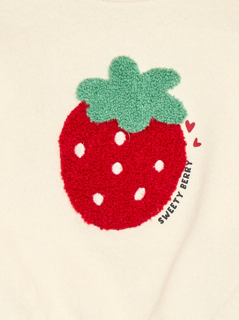 Felpa a maniche lunghe con patch in maglia bouclé Bianco - Kiabi