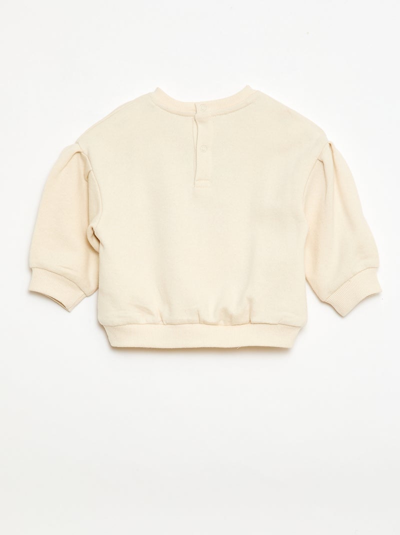 Felpa a maniche lunghe con patch in maglia bouclé Bianco - Kiabi