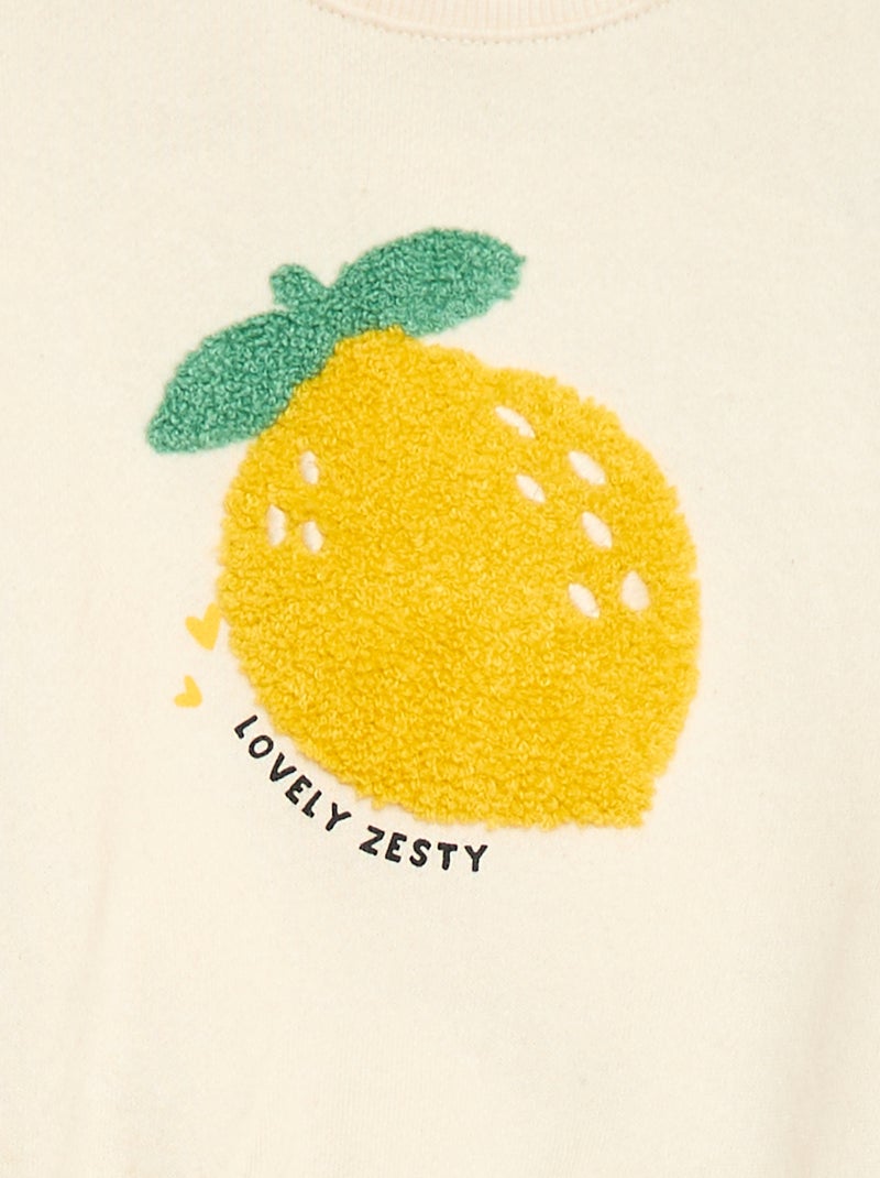 Felpa a maniche lunghe con patch in maglia bouclé Bianco - Kiabi