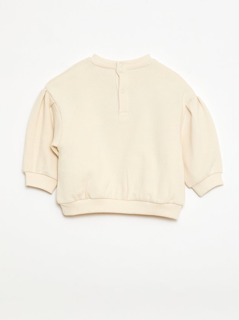 Felpa a maniche lunghe con patch in maglia bouclé Bianco - Kiabi