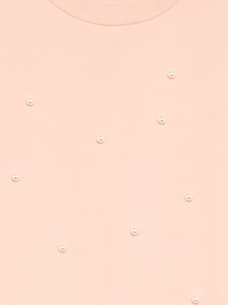Felpa a maniche lunghe con perle Arancione - Kiabi