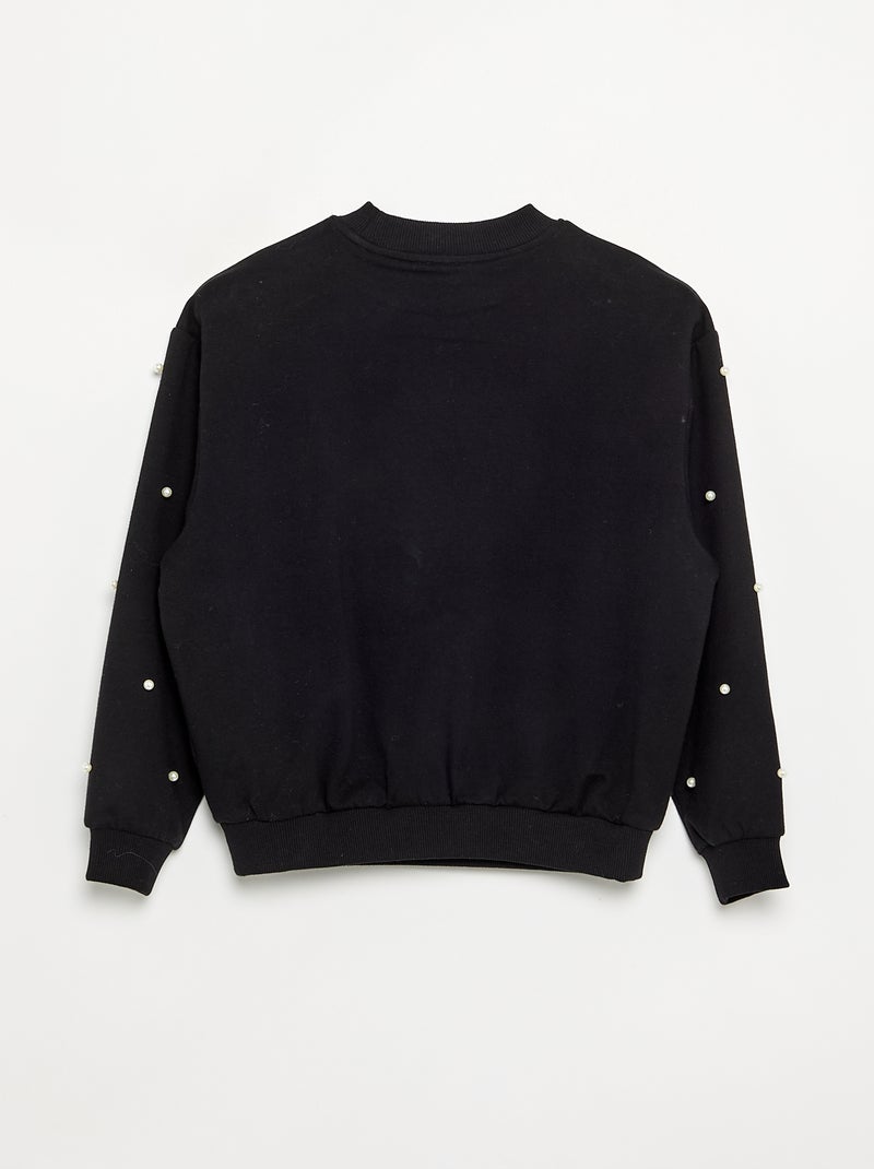 Felpa a maniche lunghe con perle Nero - Kiabi