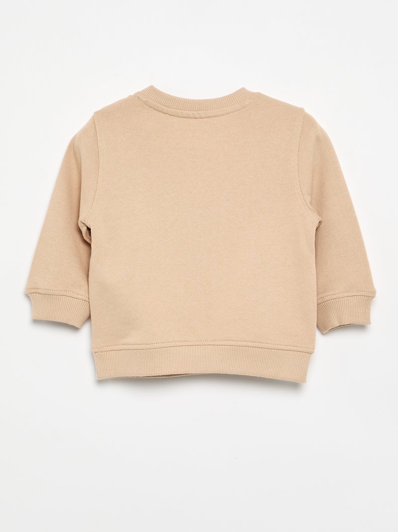 Felpa a maniche lunghe con stampa Beige - Kiabi