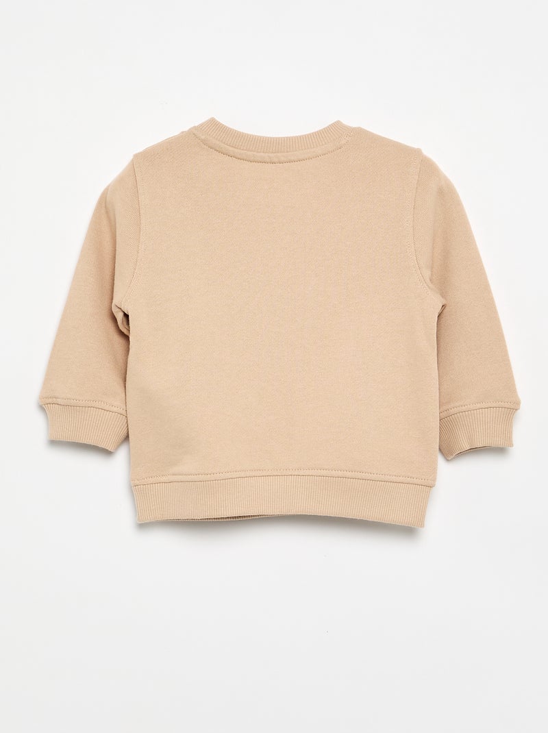 Felpa a maniche lunghe con stampa Beige - Kiabi