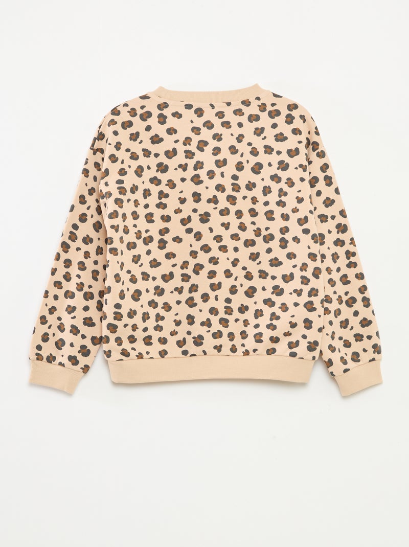 Felpa a maniche lunghe con stampa Beige - Kiabi
