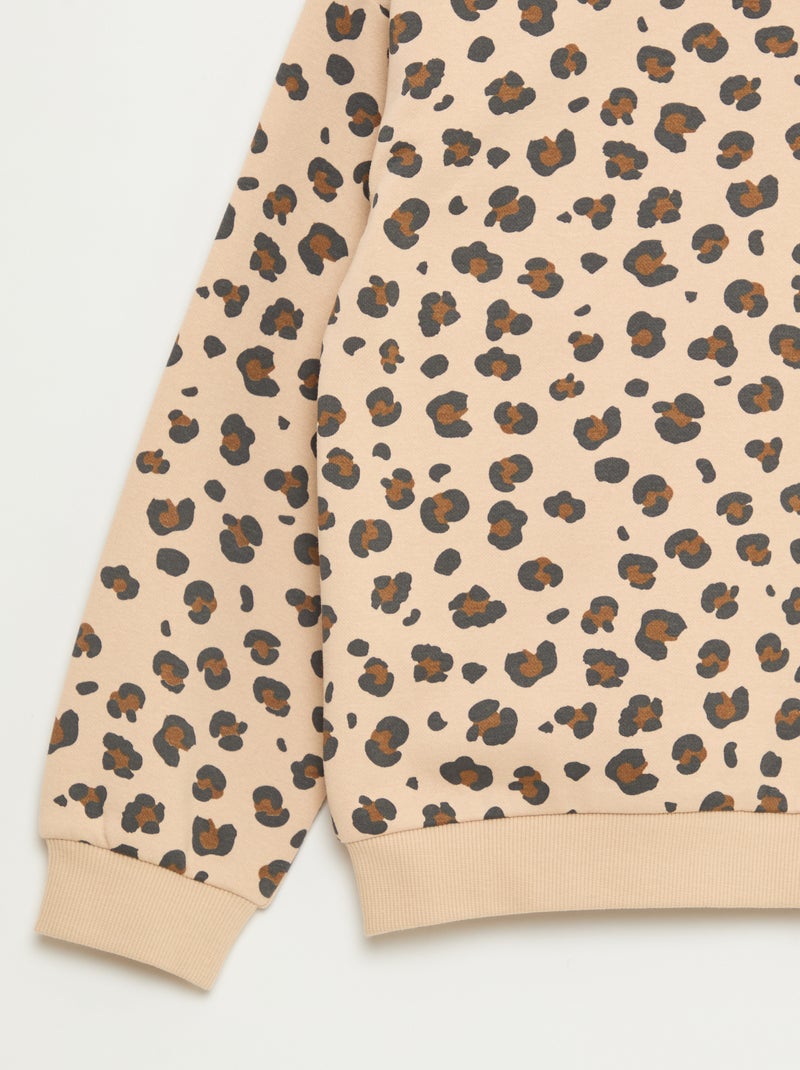Felpa a maniche lunghe con stampa Beige - Kiabi