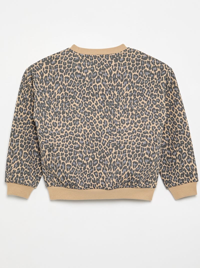 Felpa a maniche lunghe con stampa Beige - Kiabi