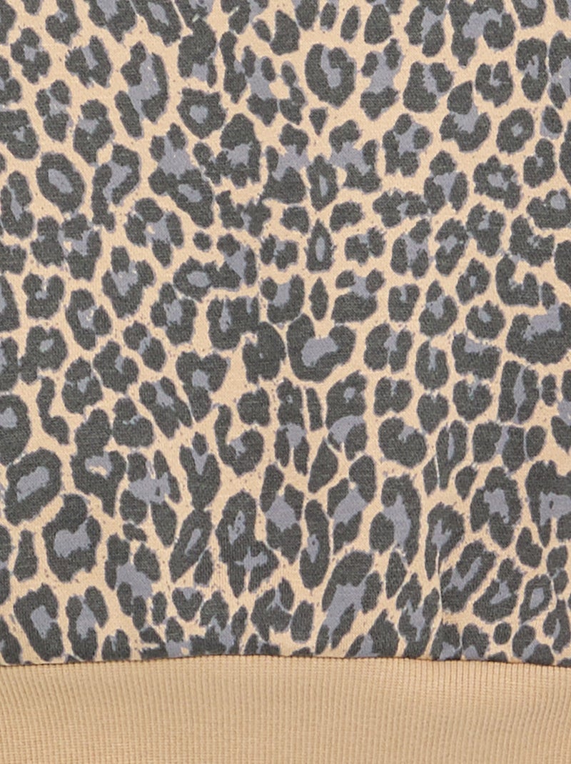 Felpa a maniche lunghe con stampa Beige - Kiabi
