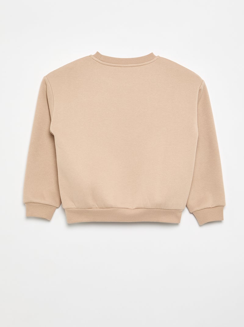 Felpa a maniche lunghe con stampa Beige - Kiabi