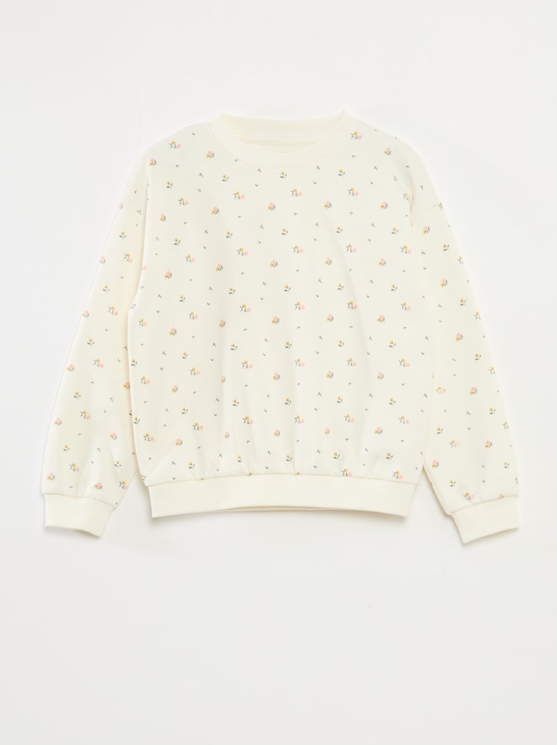 Felpa a maniche lunghe con stampa Beige - Kiabi
