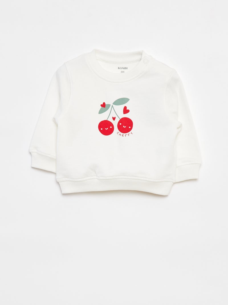 Felpa a maniche lunghe con stampa Bianco - Kiabi