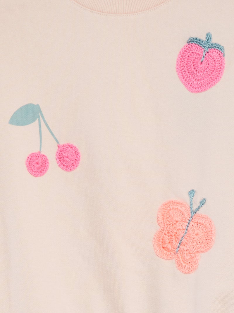 Felpa a maniche lunghe con stampa ROSA - Kiabi