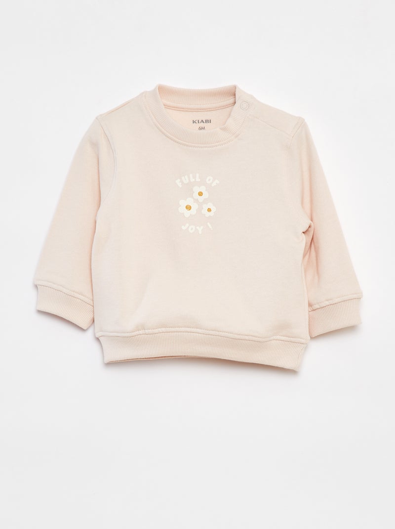 Felpa a maniche lunghe con stampa Rosa - Kiabi