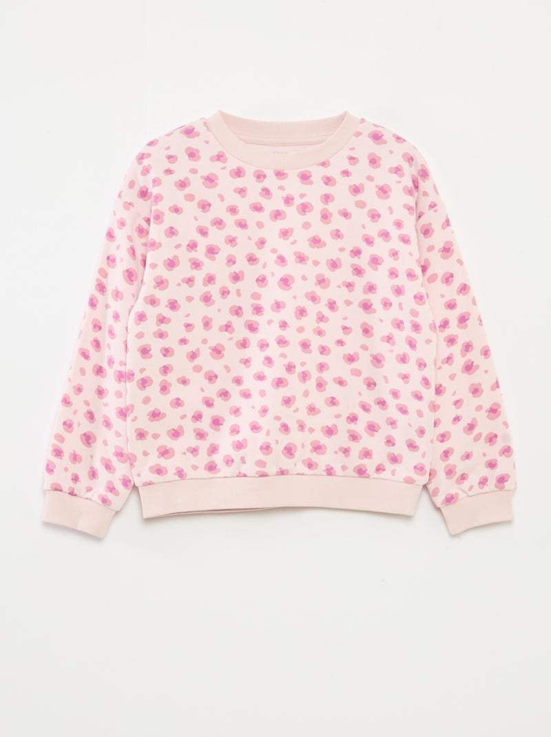 Felpa a maniche lunghe con stampa Rosa - Kiabi