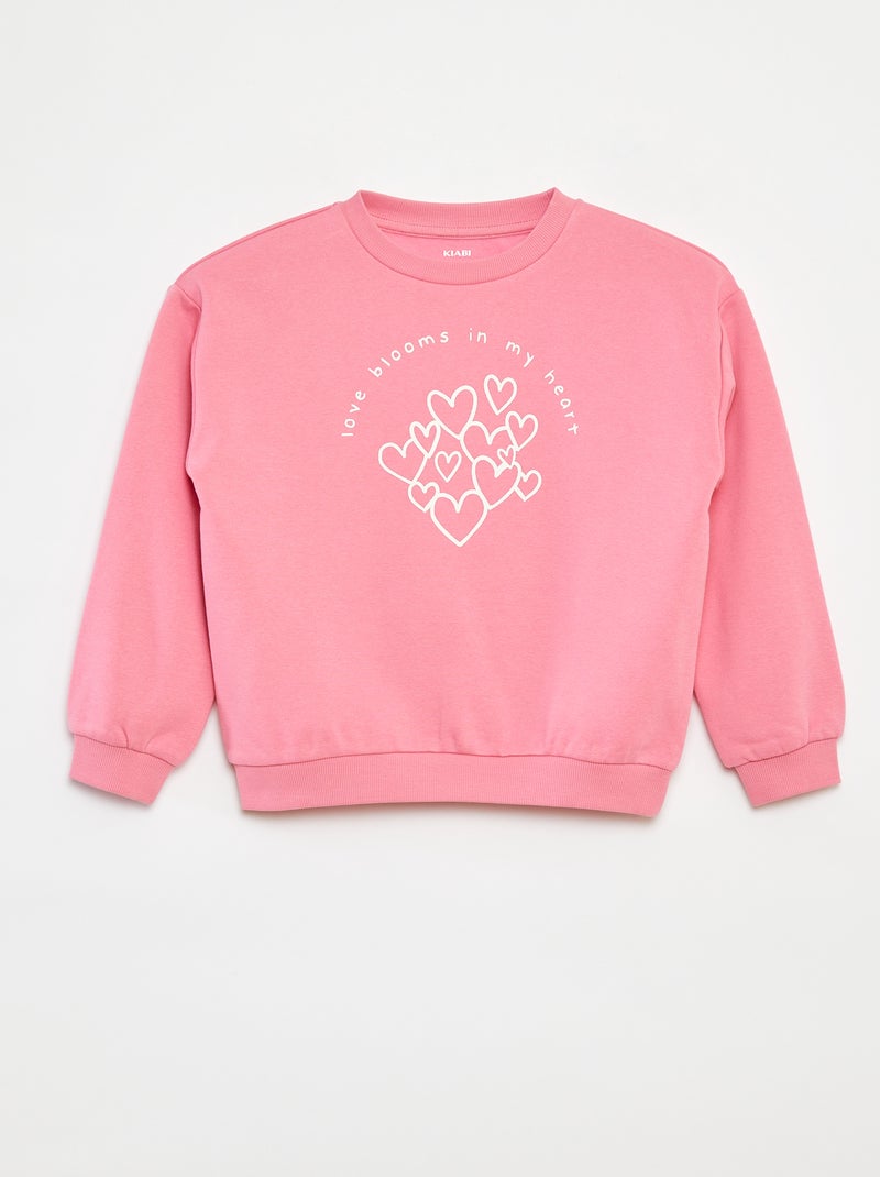 Felpa a maniche lunghe con stampa Rosa - Kiabi