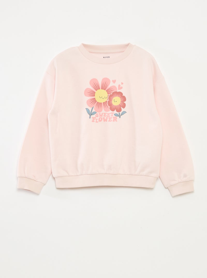 Felpa a maniche lunghe con stampa Rosa - Kiabi