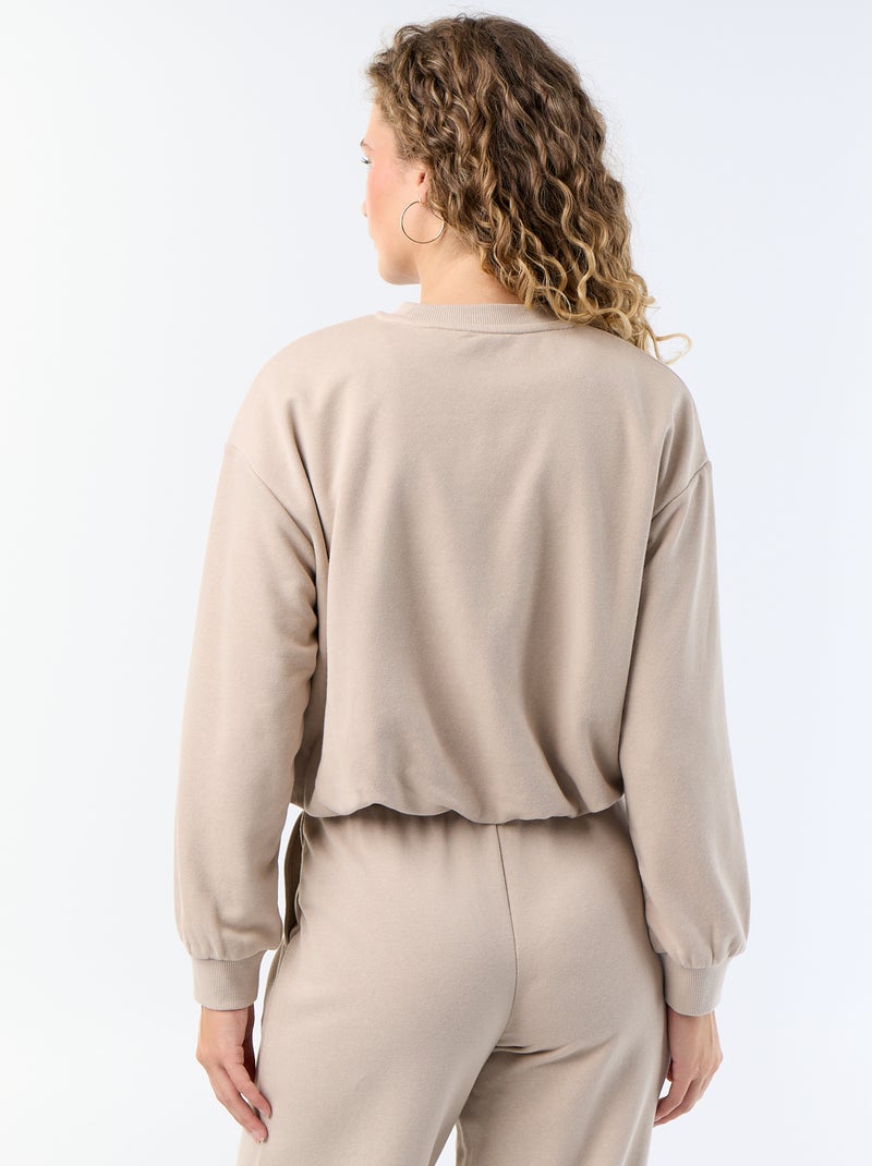 Felpa a palloncino in french terry Beige - Kiabi